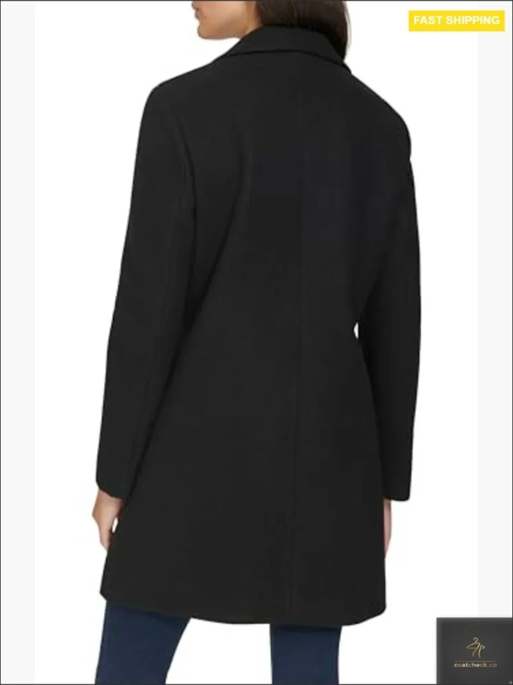 Classic Faux Wool Overcoat – Long Button Front Winter Jacket